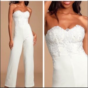 Lulu’s all your heart white lace jumpsuit